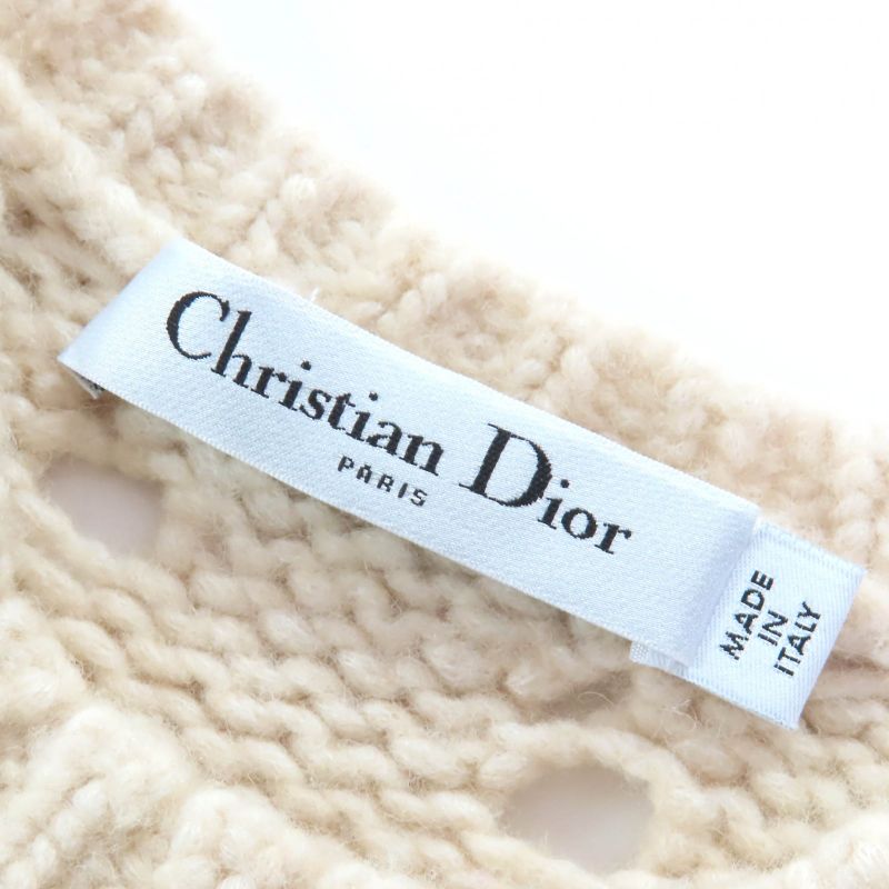 Dior Wool Camel Short Sleeve Crochet Knit Top