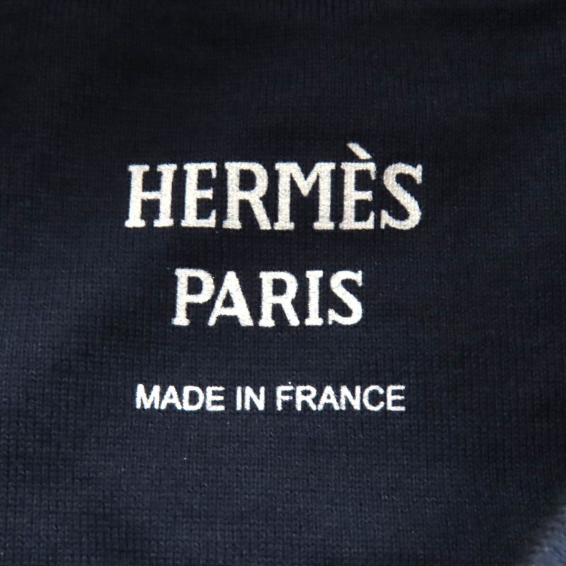 Hermes Cotton Cartouche Back Print Mock Neck Short Sleeve Shirt
