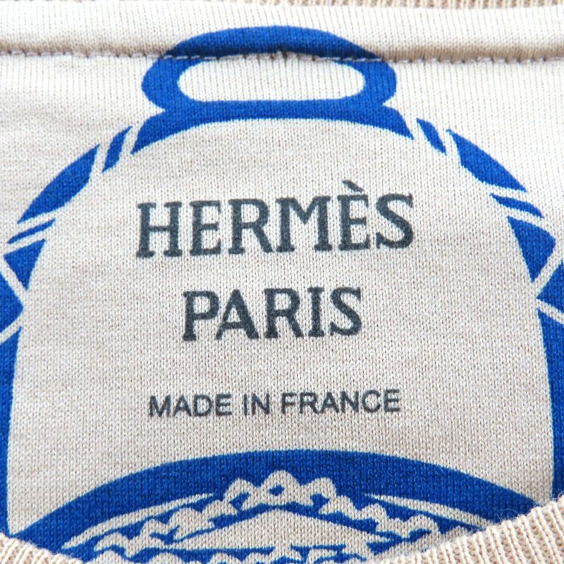Hermes Fantaisie D Etrier Cotton All Over Pattern Crew Neck Short Shirt