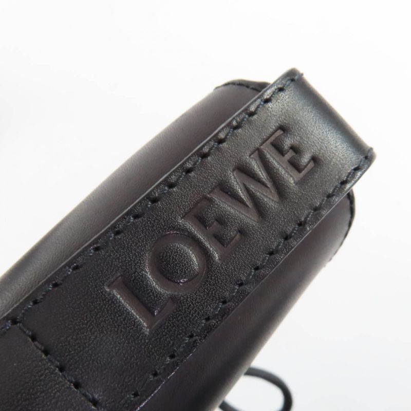 Loewe Log Lace Up Leather Boots Short Black 37
