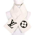 Louis Vuitton Echarpe Shearling LV Logo Scarf Ivory