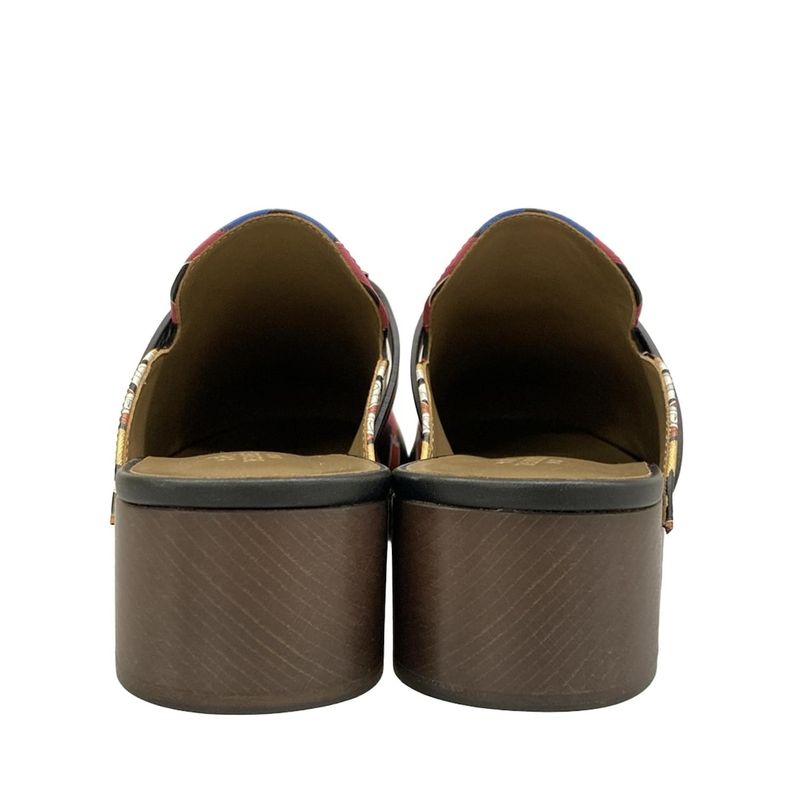 Hermes Mule 37 Carlotta Black Red Multi Silver Leather X Multi