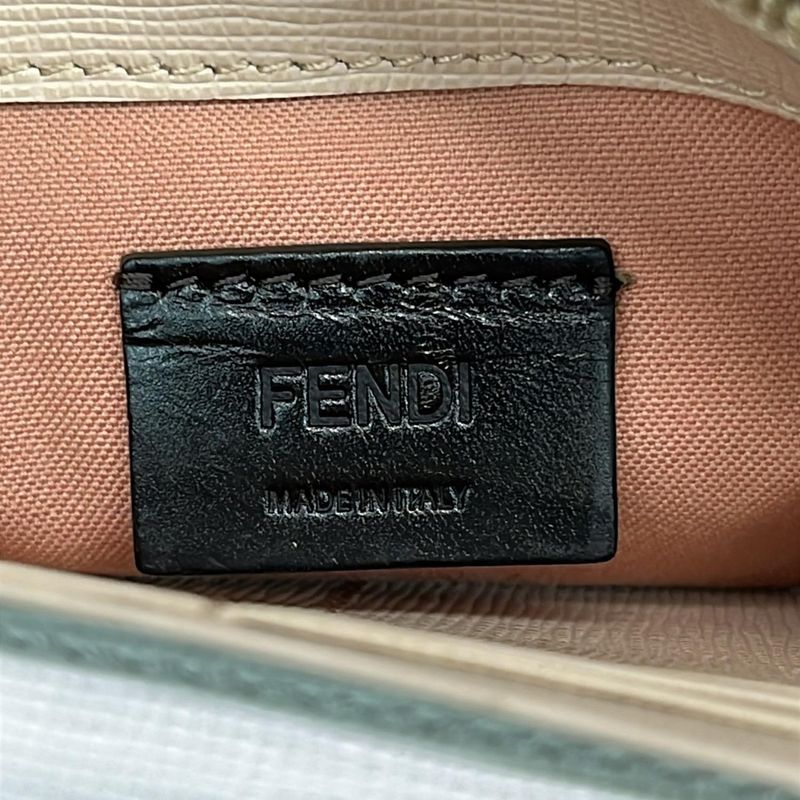 Fendi Clutch Pink Beige White Leather