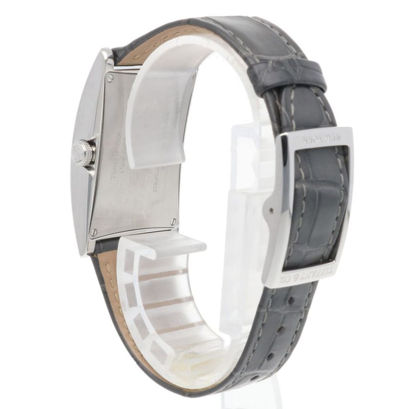 Tiffany & Co East West Watch Stainless Steel Quartz Silver Blue Gray