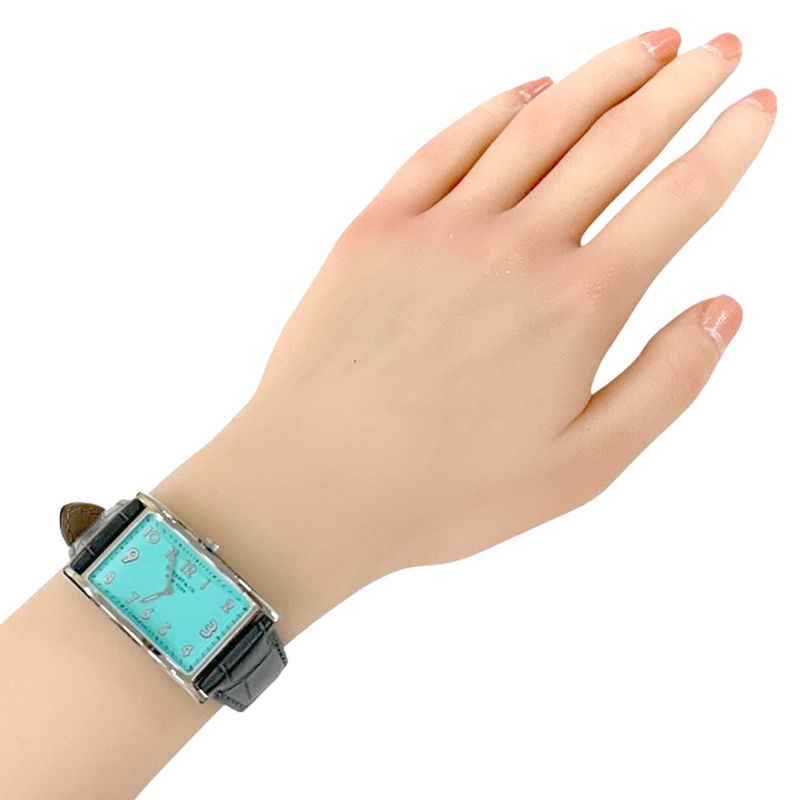 Tiffany & Co East West Watch Stainless Steel Quartz Silver Blue Gray