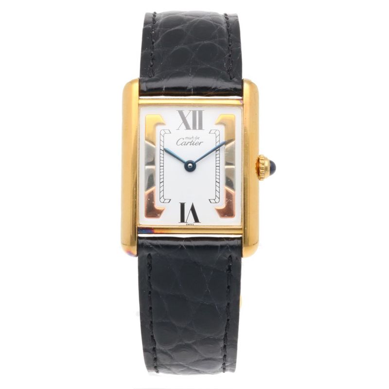 Cartier Must Tank Watch Quartz Gold Black White