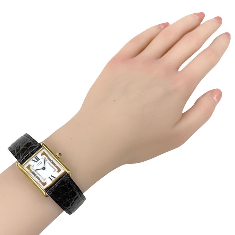 Cartier Must Tank Watch Quartz Gold Black White