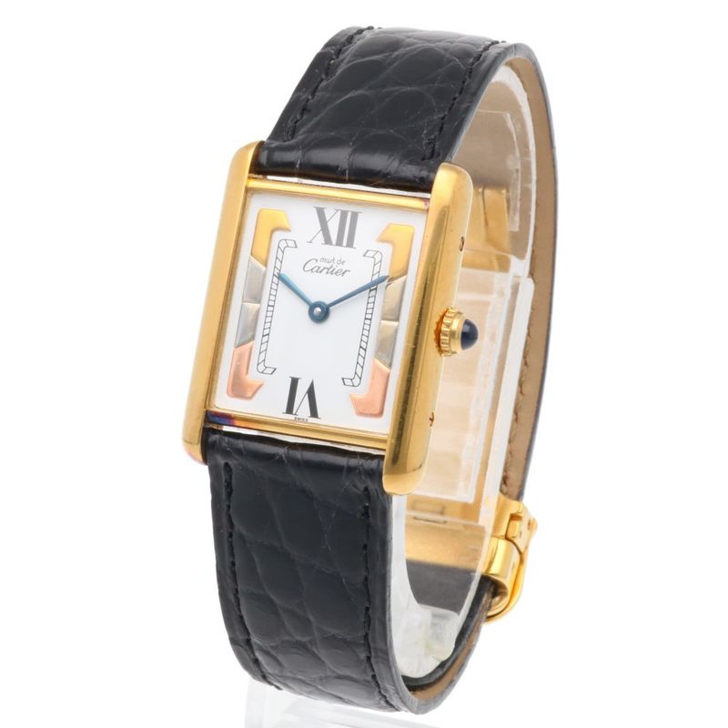 Cartier Must Tank Watch Quartz Gold Black White