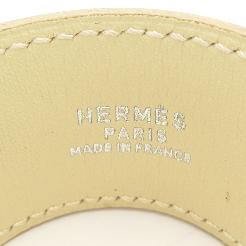 Hermes Scarf Ring Leather Ivory Beige