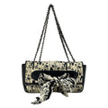 Chanel Shoulder Bag Choco Bar Ivory Black Chain Silver