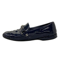 Chanel Loafer 37C Navy CC Logo Chain Leather