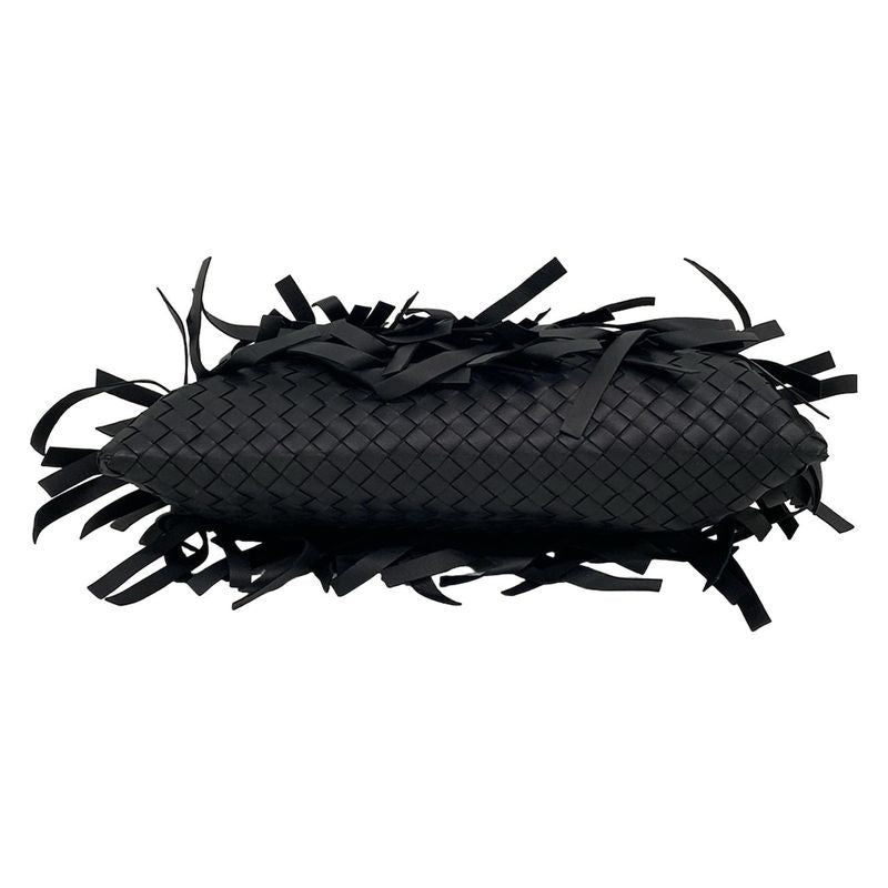 Bottega Veneta Clutch Intrecciato Black Fringe Leather