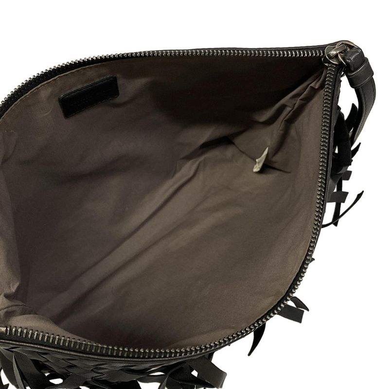 Bottega Veneta Clutch Intrecciato Black Fringe Leather
