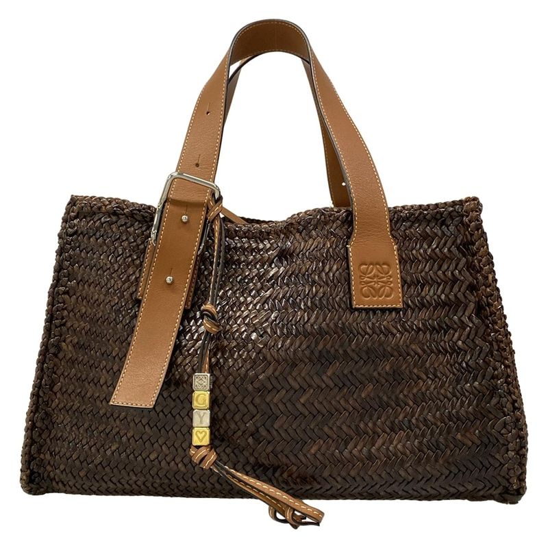 Loewe Tote Dark Brown Braided Leather
