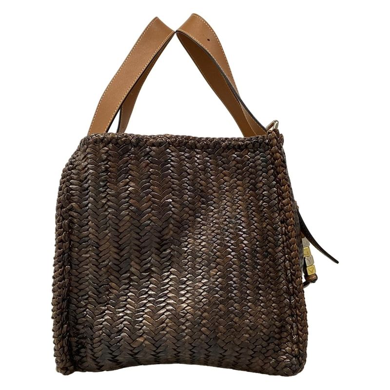 Loewe Tote Dark Brown Braided Leather