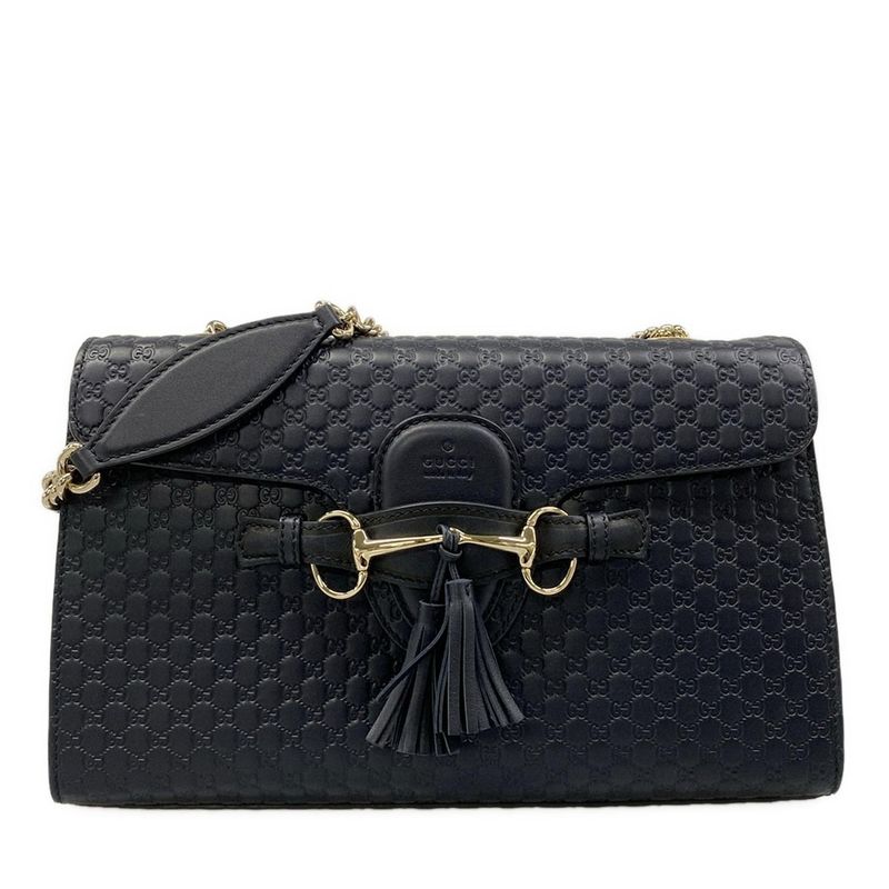 Gucci Shoulder Bag Emily Micro Guccissima Dark Navy Leather