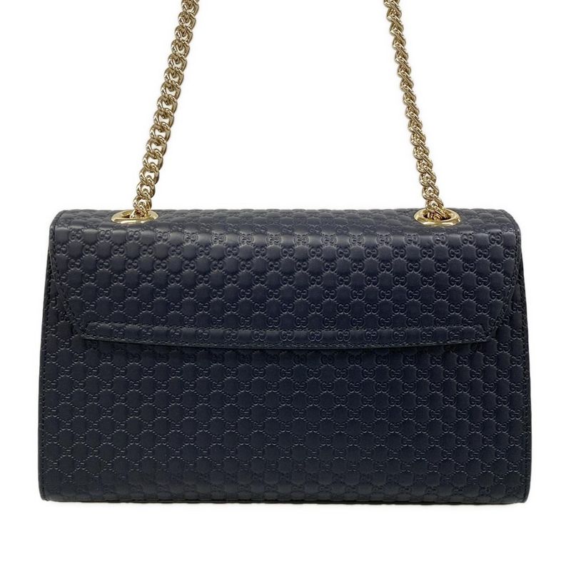 Gucci Shoulder Bag Emily Micro Guccissima Dark Navy Leather