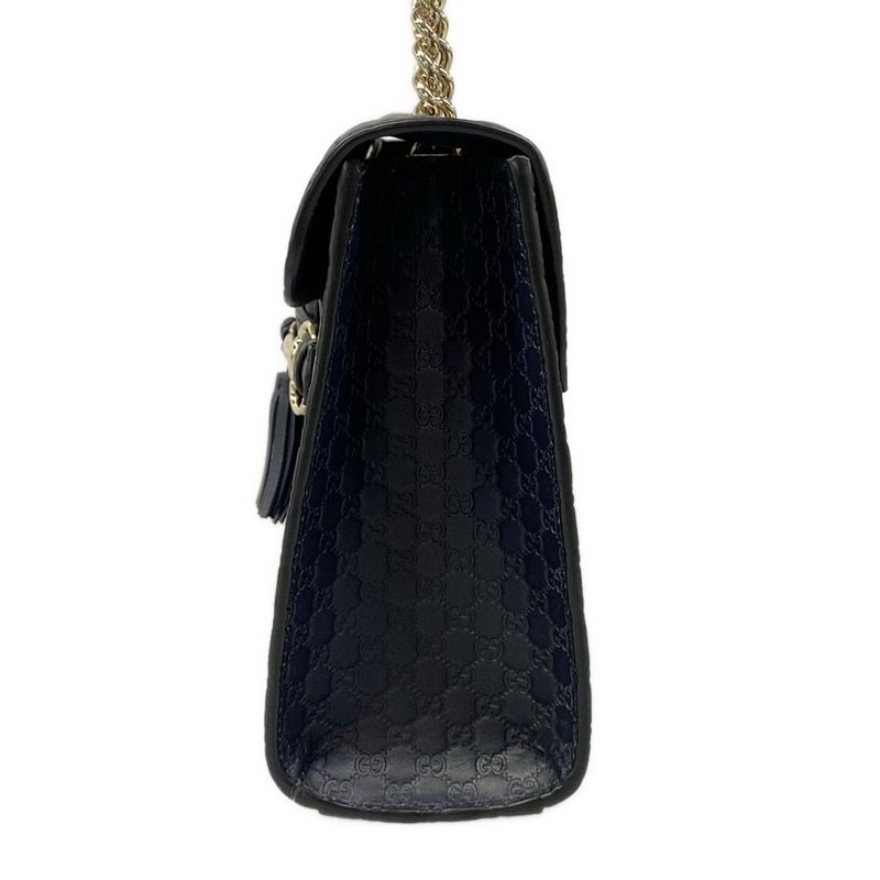 Gucci Shoulder Bag Emily Micro Guccissima Dark Navy Leather