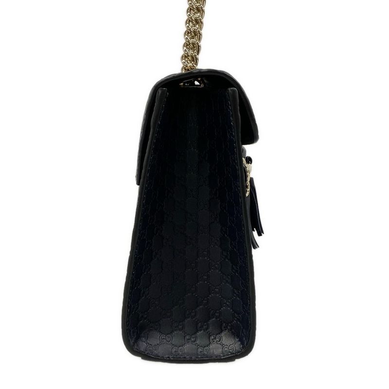 Gucci Shoulder Bag Emily Micro Guccissima Dark Navy Leather