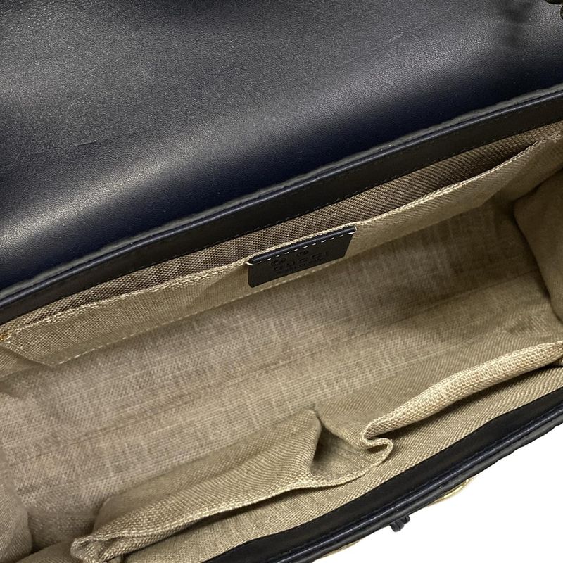 Gucci Shoulder Bag Emily Micro Guccissima Dark Navy Leather