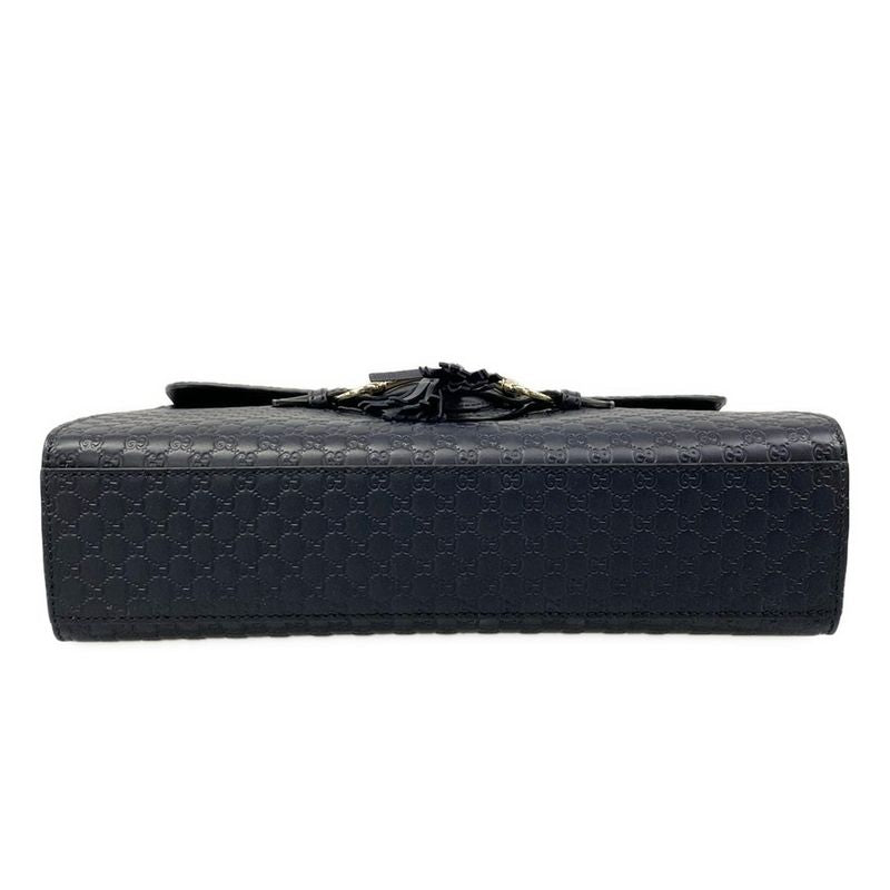 Gucci Shoulder Bag Emily Micro Guccissima Dark Navy Leather