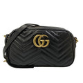 Gucci Shoulder Bag GG Marmont Black Chain Leather