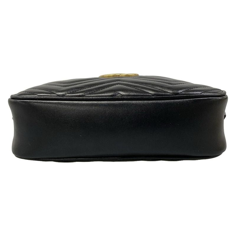 Gucci Shoulder Bag GG Marmont Black Chain Leather