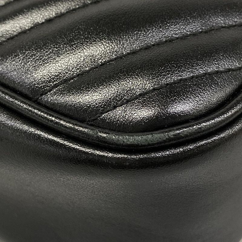 Gucci Shoulder Bag GG Marmont Black Chain Leather