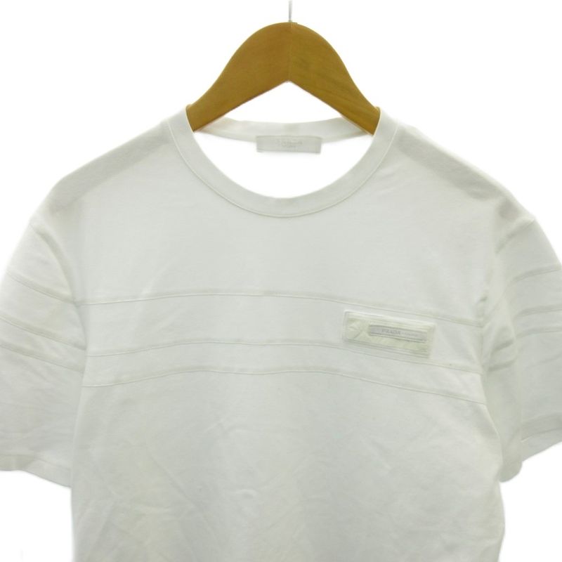 Prada T-Shirt Logo Patch Short Sleeve XS White