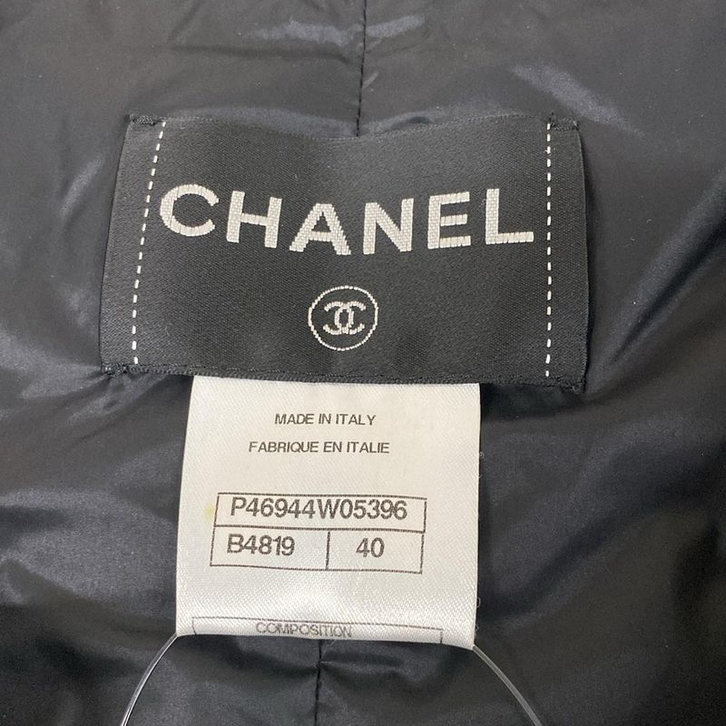 Chanel Jacket 40 M Black Gray White Long