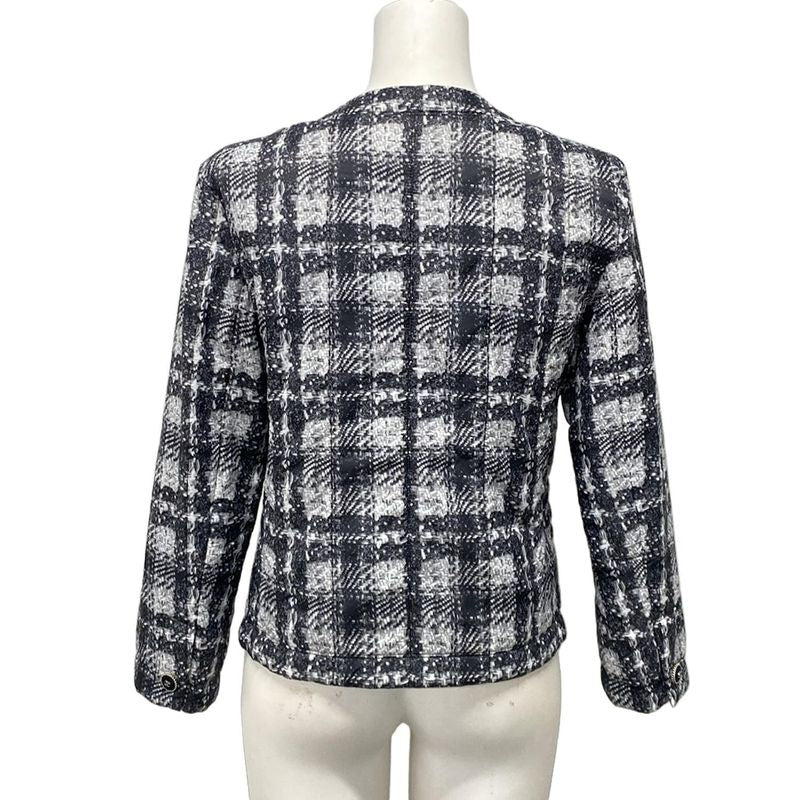 Chanel Jacket 40 M Black Gray White Long