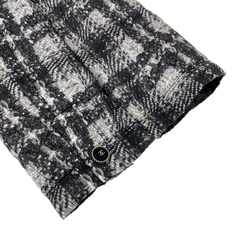 Chanel Jacket 40 M Black Gray White Long