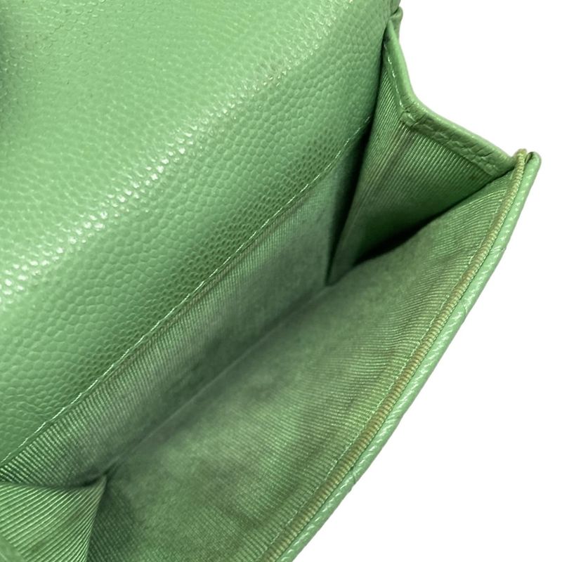 Chanel Trifold Wallet Quilted Green Gold