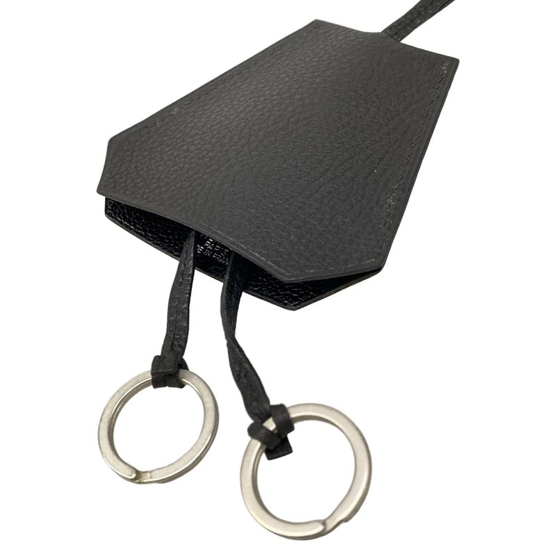 Hermes Key Holder Leather with Black Clochette Key Ring