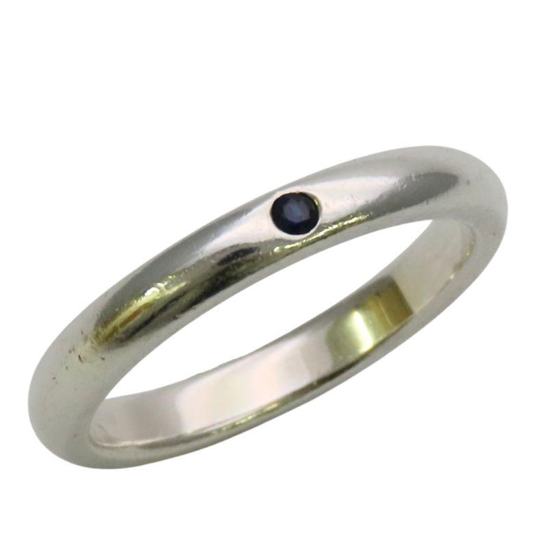 Tiffany & Co Ring Stacking Band 925 Sterling Silver Saffiano Blue