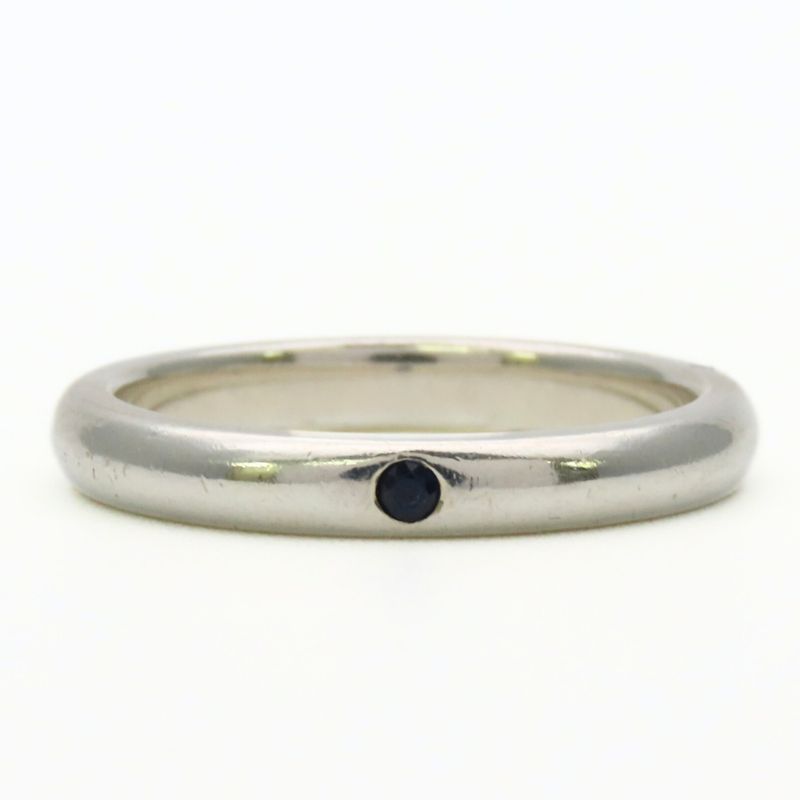 Tiffany & Co Ring Stacking Band 925 Sterling Silver Saffiano Blue