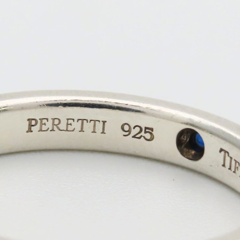 Tiffany & Co Ring Stacking Band 925 Sterling Silver Saffiano Blue
