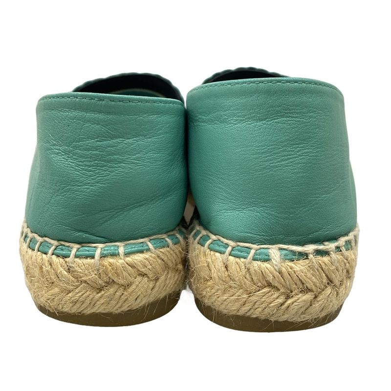 Chanel Slip Ons 38 Green Black Espadrilles Lambskin