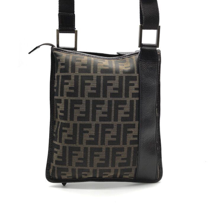 Fendi Zucca Shoulder Bag Crossbody Leather Canvas Brown — view 2