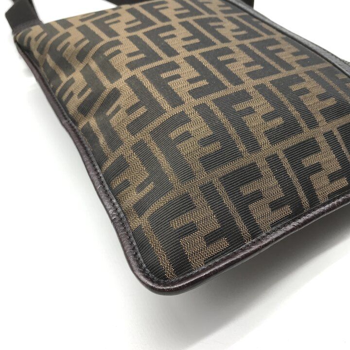 Fendi Zucca Shoulder Bag Crossbody Leather Canvas Brown — view 5