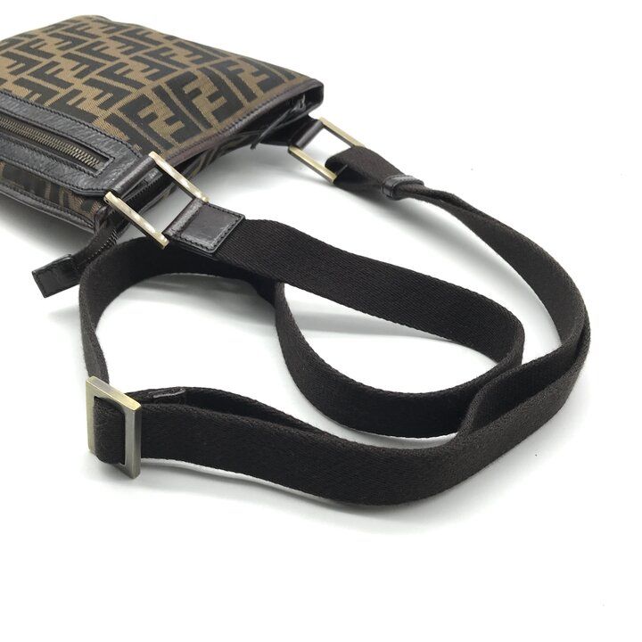 Fendi Zucca Shoulder Bag Crossbody Leather Canvas Brown — view 6