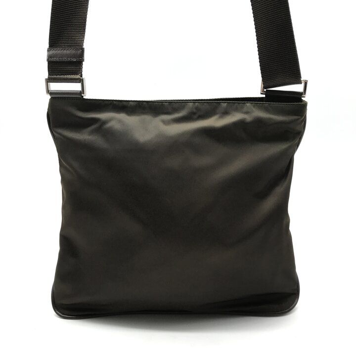 Prada Nylon Tessuto Triangle Logo Brown Shoulder Bag — view 3