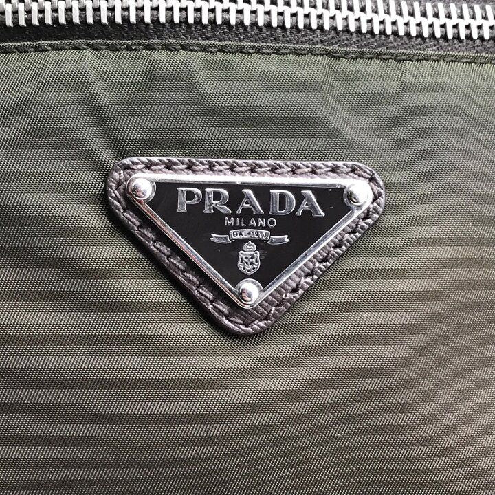 Prada Nylon Tessuto Triangle Logo Brown Shoulder Bag — view 9