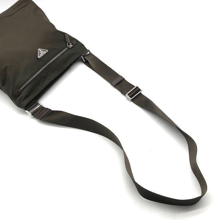 Prada Nylon Tessuto Triangle Logo Brown Shoulder Bag — view 7
