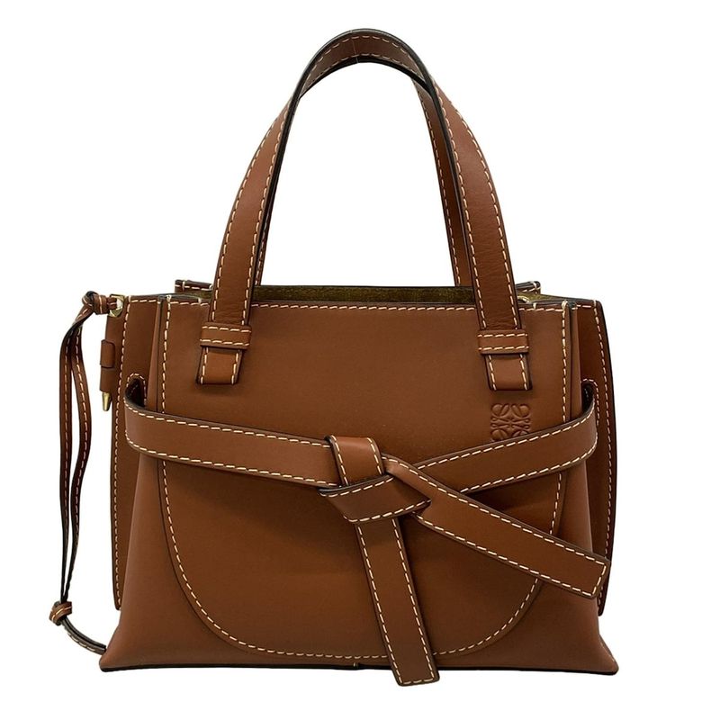 Loewe Handbag Gate Top Handle Bag Mini Dark Brown Leather