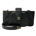 Chanel Mobile Phone Case Quilted Black Gold Chain