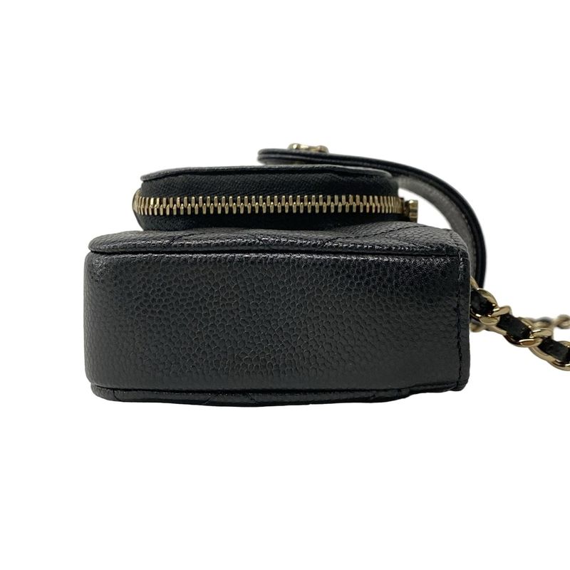 Chanel Mobile Phone Case Quilted Black Gold Chain