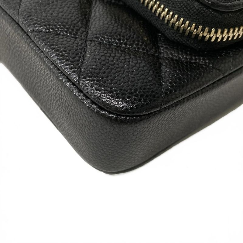 Chanel Mobile Phone Case Quilted Black Gold Chain