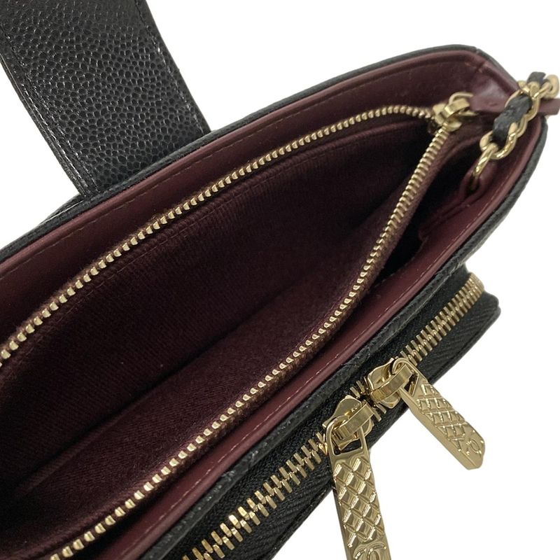 Chanel Mobile Phone Case Quilted Black Gold Chain