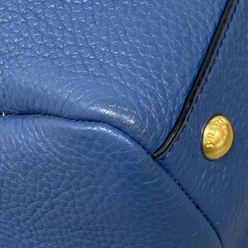 Prada Tote Blue Leather Tag